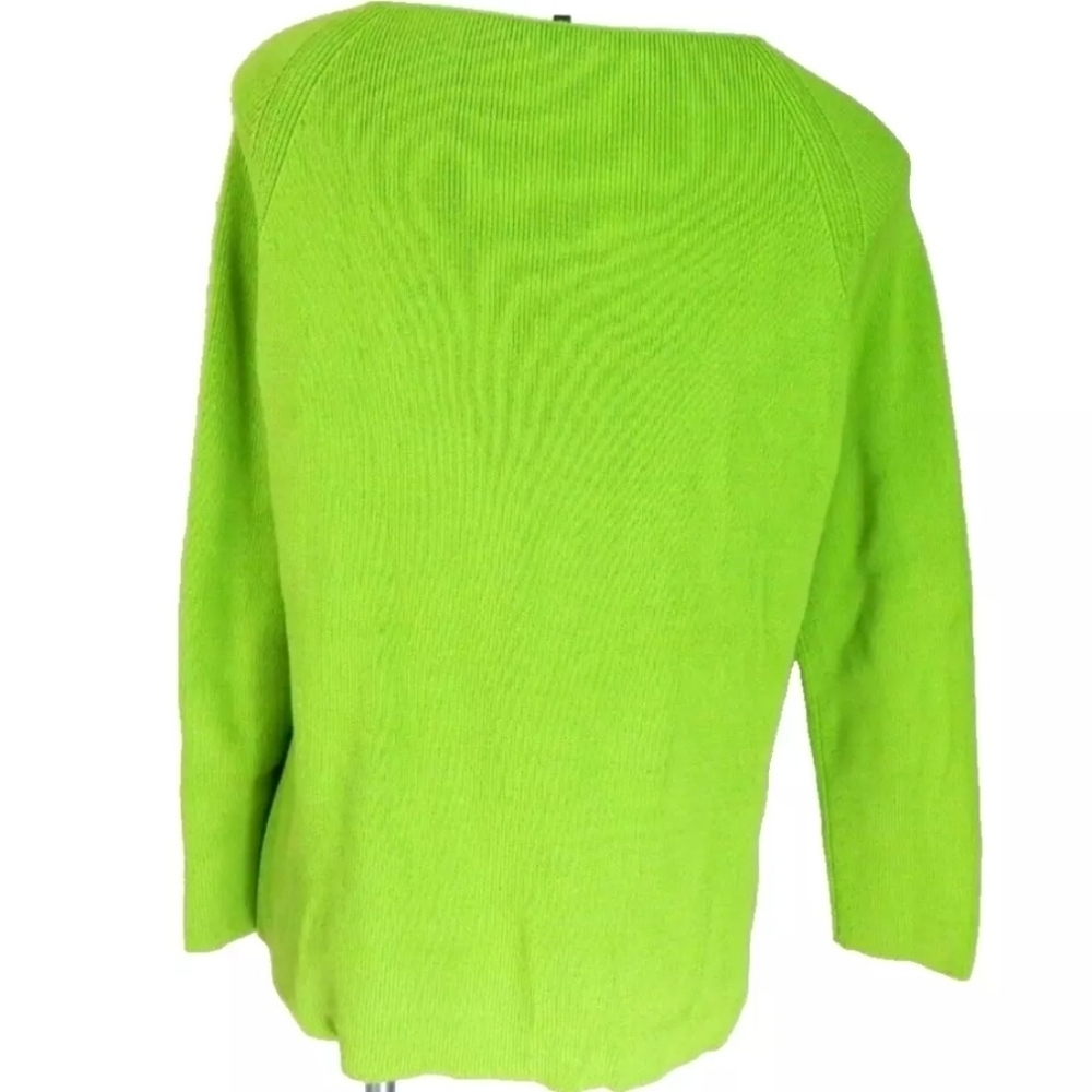 Lafayette 148 Green Open Knit Sweater - Picture 3 of 6